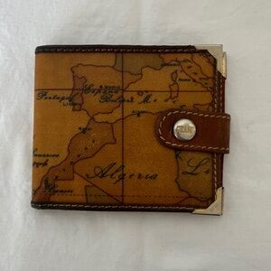 Alviero Martini Map Design Bifold Snap Wallet Unisex